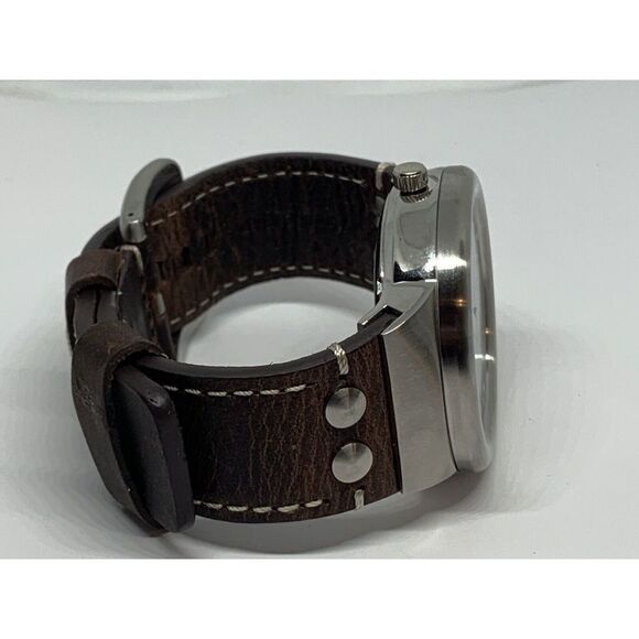 FRYE FR00004-02 Men's Brown Leather Analog Cream Dial Quartz Wrist Watch LW8 - Picture 8 of 12